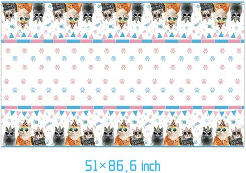 فريراند مفرش طاولة للاستعمال مرة واحدة بتصميم قطة من قطعتين لمستلزمات حفلات اعياد الميلاد وديكورات حفلات اعياد الميلاد والقطط والحيوانات الاليفة، طاولات مستطيلة 87 انش × 51 انش، عبوتان in Kuwait