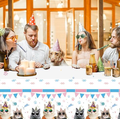 فريراند مفرش طاولة للاستعمال مرة واحدة بتصميم قطة من قطعتين لمستلزمات حفلات اعياد الميلاد وديكورات حفلات اعياد الميلاد والقطط والحيوانات الاليفة، طاولات مستطيلة 87 انش × 51 انش، عبوتان in Kuwait