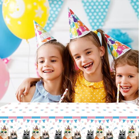 فريراند مفرش طاولة للاستعمال مرة واحدة بتصميم قطة من قطعتين لمستلزمات حفلات اعياد الميلاد وديكورات حفلات اعياد الميلاد والقطط والحيوانات الاليفة، طاولات مستطيلة 87 انش × 51 انش، عبوتان in Kuwait