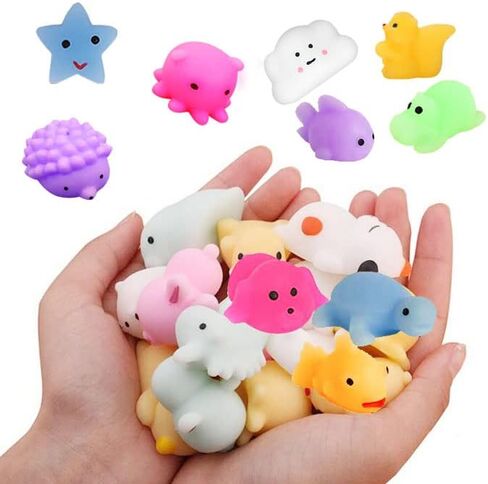 Cherislpy 100 قطعة Kawaii Squishies، Mini Mochi Squishy Squeeze Toys الإجهاد تخفيف القلق حزم للأطفال هدايا الحفلات Goodie Bag هدايا عيد الميلاد (الحيوانات) in Kuwait