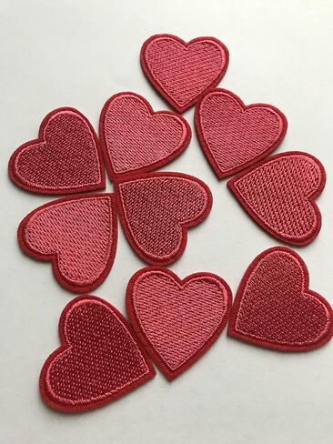 Iron On Patches - Black Heart Patch 10 pcs Iron On Patch Embroidered Applique 1.26 x 1.18 inches 3.2 x 3 cm - A-22 in Kuwait