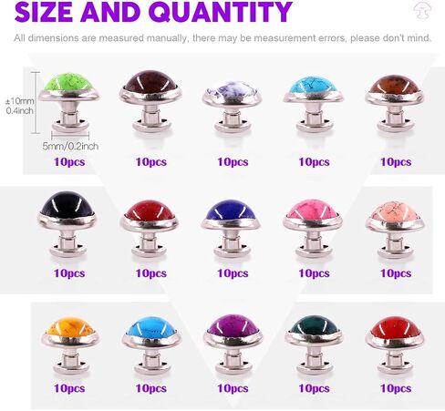 Swpeet 150Pcs 10mm 15 Colors Leathercraft Turquoise Rapid Rivets Studs Buttons Diamond Spikes Rivets for Purse Bags Shoes Leather Craft Repairs Decoration in Saudi Arabia