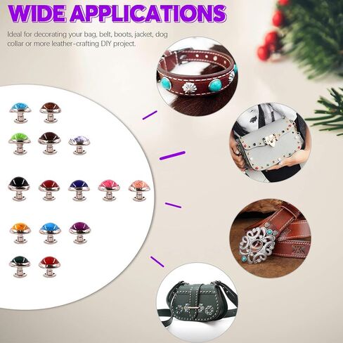 Swpeet 150Pcs 10mm 15 Colors Leathercraft Turquoise Rapid Rivets Studs Buttons Diamond Spikes Rivets for Purse Bags Shoes Leather Craft Repairs Decoration in Saudi Arabia