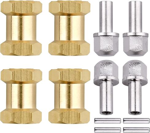 4pcs 12mm Brass Wheel Hex Hub Offset Extension Hex Drive Adapter Combiner Coupler Conversion for 1/10 RC Crawler Axial SCX10 CC01 Jeep Wrangler D90 Wraith (12mm) in Saudi Arabia