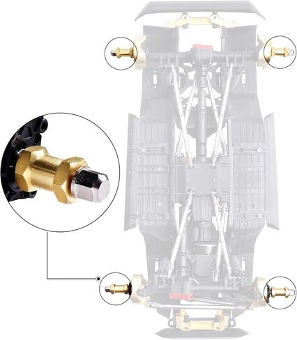 4pcs 12mm Brass Wheel Hex Hub Offset Extension Hex Drive Adapter Combiner Coupler Conversion for 1/10 RC Crawler Axial SCX10 CC01 Jeep Wrangler D90 Wraith (12mm) in Saudi Arabia