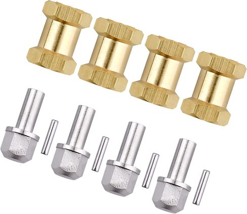 4pcs 12mm Brass Wheel Hex Hub Offset Extension Hex Drive Adapter Combiner Coupler Conversion for 1/10 RC Crawler Axial SCX10 CC01 Jeep Wrangler D90 Wraith (12mm) in Saudi Arabia