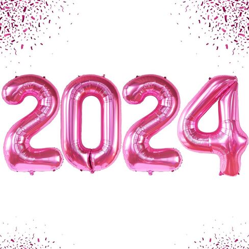 أرقام بالونات كاتش أون، باللون الوردي الساخن العملاق 2024 - 40 بوصة، بالونات السنة الجديدة | 2024 بالونات وردية لزينة رأس السنة الجديدة 2024 | بالونات فويل 2024 باللون الوردي الساخن، لوازم حفلات ليلة رأس السنة 2024 in Kuwait