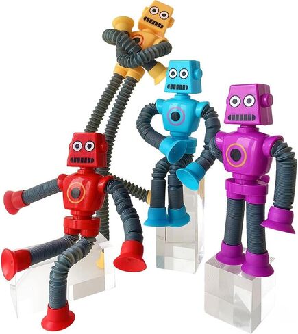 JADENIO 4 قطع من أنابيب الروبوتات البوب، أنابيب التململ، ألعاب حسية، تغيير شكل الأنابيب الحسية التليسكوبية، أنابيب التململ، ألعاب حسية، لعبة الشفط، هدية مضحكة للأطفال الأولاد والبنات in Saudi Arabia