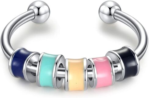 جن اكس ان خاتم فيدجيت تو ماي ابنت، خاتم فيدجيت لتخفيف القلق للنساء، خاتم قابل للتعديل لتخفيف القلق بالوان قوس قزح، هدايا مجوهرات in Kuwait