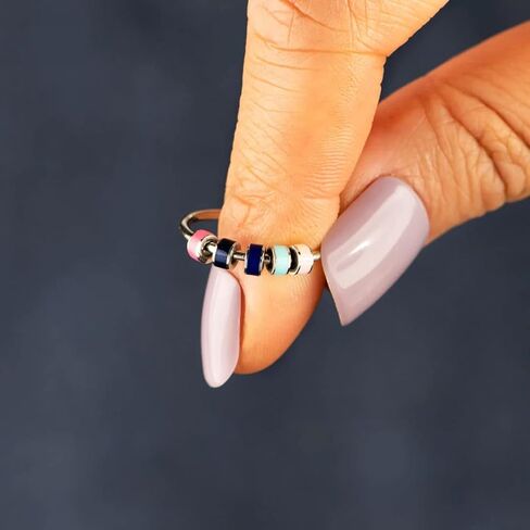 جن اكس ان خاتم فيدجيت تو ماي ابنت، خاتم فيدجيت لتخفيف القلق للنساء، خاتم قابل للتعديل لتخفيف القلق بالوان قوس قزح، هدايا مجوهرات in Kuwait