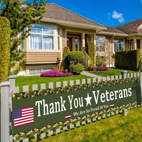 لافتة خلفية مموهة شكرًا لك للمحاربين القدامى، ديكور حديقة الفناء الداخلي والخارجي ليوم المحاربين القدامى، ديكور حفلات تقاعد الجيش العسكري/البحرية/القوات الجوية/البحرية in Kuwait