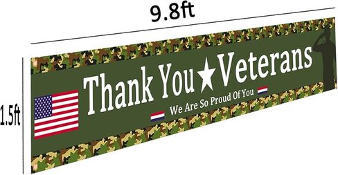 لافتة خلفية مموهة شكرًا لك للمحاربين القدامى، ديكور حديقة الفناء الداخلي والخارجي ليوم المحاربين القدامى، ديكور حفلات تقاعد الجيش العسكري/البحرية/القوات الجوية/البحرية in Kuwait