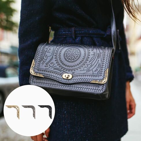 6 قطع من حامي زوايا الحقيبة، واقيات الحواف، أجهزة المحفظة لصنع الحقائب، حقيبة يد مستطيلة، تزيين بإبزيم مزخرف، حقائب يد بمشبك زاوية، سبائك الزنك 1.85 بوصة in Kuwait