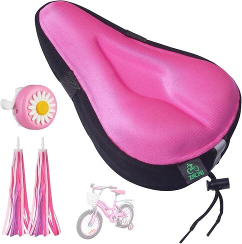 Zacro Gel Kids Bike Seat Cushion Cover for Boys & Girls, Anti-Slip Bike Seat Cover for Toddler, Breathable & Extra Soft Memory Foam Child Bicycle Saddle Padded with Reflective Strip, 9"x6" in Kuwait