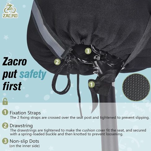 Zacro Gel Kids Bike Seat Cushion Cover for Boys & Girls, Anti-Slip Bike Seat Cover for Toddler, Breathable & Extra Soft Memory Foam Child Bicycle Saddle Padded with Reflective Strip, 9"x6" in Kuwait
