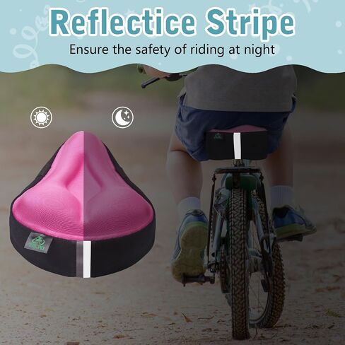 Zacro Gel Kids Bike Seat Cushion Cover for Boys & Girls, Anti-Slip Bike Seat Cover for Toddler, Breathable & Extra Soft Memory Foam Child Bicycle Saddle Padded with Reflective Strip, 9"x6" in Kuwait