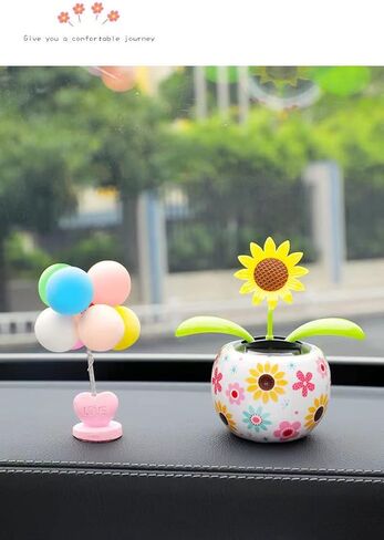 لعبة زهور راقصة تعمل بالطاقة الشمسية، رؤوس فقاعات تعمل بالطاقة الشمسية للوحة عدادات السيارة، لعبة راس هزاز لتزيين السيارة والنوافذ وتابلوه السيارة، اكسسوارات السيارة - لا تحتاج الى بطارية in Kuwait