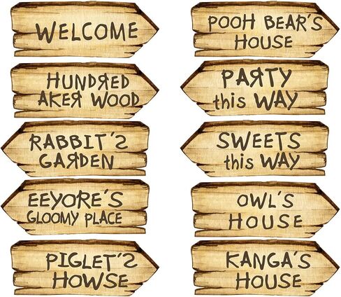 Classic Winnie Arrow Signs for The Pooh Baby Shower Decorations, 10 Pcs Double-Sided Signs Hundred Acre for Winnie Birthday Derations in Kuwait