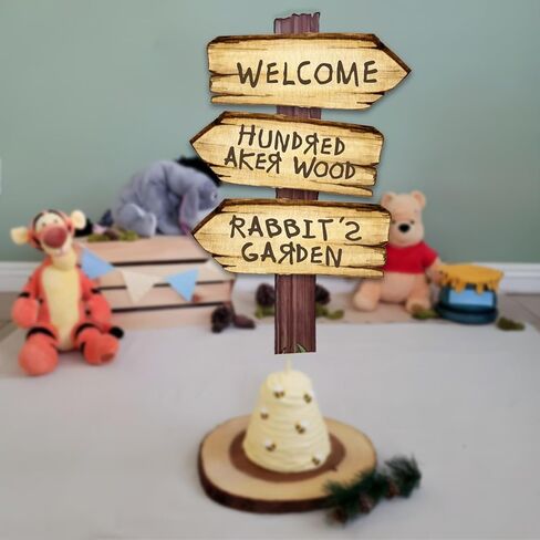 Classic Winnie Arrow Signs for The Pooh Baby Shower Decorations, 10 Pcs Double-Sided Signs Hundred Acre for Winnie Birthday Derations in Kuwait