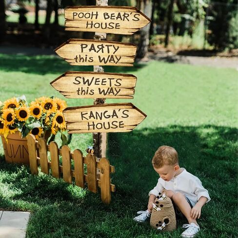 Classic Winnie Arrow Signs for The Pooh Baby Shower Decorations, 10 Pcs Double-Sided Signs Hundred Acre for Winnie Birthday Derations in Kuwait