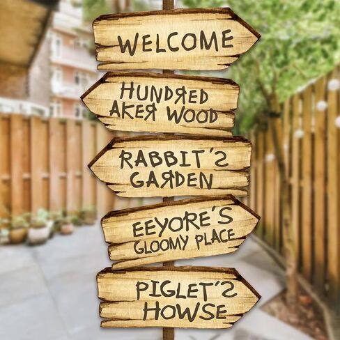 Classic Winnie Arrow Signs for The Pooh Baby Shower Decorations, 10 Pcs Double-Sided Signs Hundred Acre for Winnie Birthday Derations in Kuwait