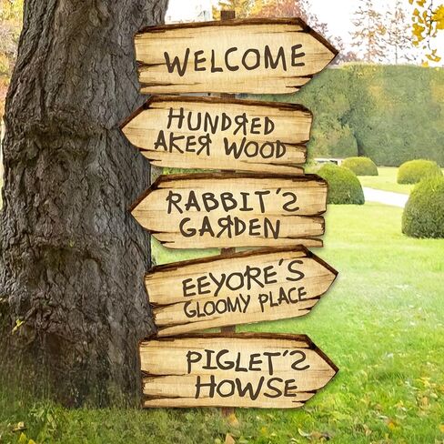 Classic Winnie Arrow Signs for The Pooh Baby Shower Decorations, 10 Pcs Double-Sided Signs Hundred Acre for Winnie Birthday Derations in Kuwait