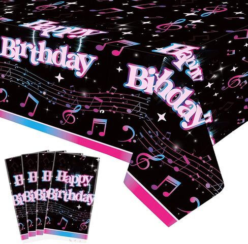 Obussgar 4 Pieces Music Party Decorations, Musical Birthday Party Tablecloths Supplies, Music Theme Rectangular Plastic Table Covers for Music Theme Birthday Party Decorations, 54 x 108 Inch in Saudi Arabia