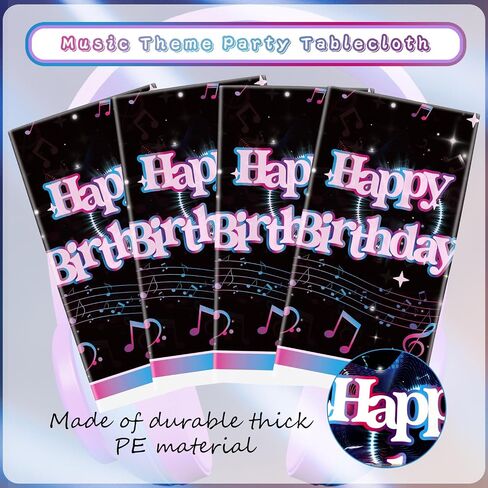 Obussgar 4 Pieces Music Party Decorations, Musical Birthday Party Tablecloths Supplies, Music Theme Rectangular Plastic Table Covers for Music Theme Birthday Party Decorations, 54 x 108 Inch in Saudi Arabia