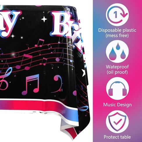 Obussgar 4 Pieces Music Party Decorations, Musical Birthday Party Tablecloths Supplies, Music Theme Rectangular Plastic Table Covers for Music Theme Birthday Party Decorations, 54 x 108 Inch in Saudi Arabia