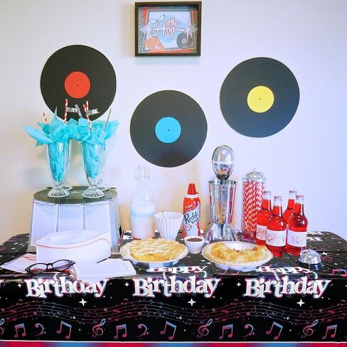 Obussgar 4 Pieces Music Party Decorations, Musical Birthday Party Tablecloths Supplies, Music Theme Rectangular Plastic Table Covers for Music Theme Birthday Party Decorations, 54 x 108 Inch in Saudi Arabia