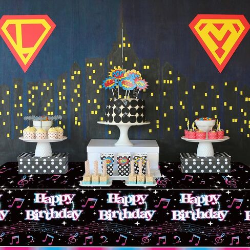 Obussgar 4 Pieces Music Party Decorations, Musical Birthday Party Tablecloths Supplies, Music Theme Rectangular Plastic Table Covers for Music Theme Birthday Party Decorations, 54 x 108 Inch in Saudi Arabia
