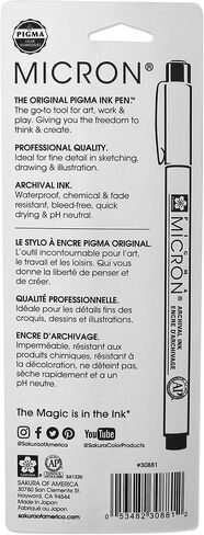 Sakura 30881 Pigma Micron Blister Card 08 Ink Pen, 0.50-mm, Black in Saudi Arabia
