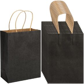 100 Pack 5.9x3.15x8.26 inch Small Green Gift Bags, Kraft Bags with Handles Bulk for Birthday Party Favors,Gift Paper Bags,Retail Shopping Business Goody Craft Gift Bags