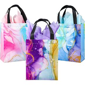 Marble Gift Bags with Handles - Colorful Marble Party Favor Bags with Tissues