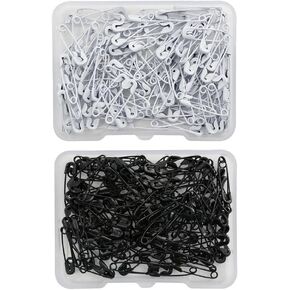 2 Boxes Small Safety Pins Colorful Crafting Pins Tag Fastening Pins Clothing Sewing Pins Blanket Handicrafts Pins Jewelry Making Pins Black and White