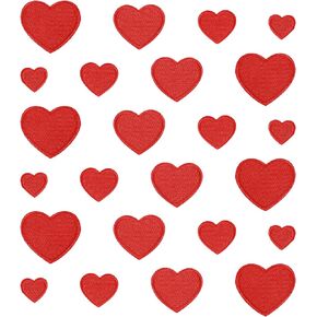 24PCS Red Hearts Patches Embroidered Iron On/Sew on Heart Shape Patches Heart Patch Cute Heart Shape Iron on/sew on Patches Heart Iron on Patches for Clothing Dress Hat Socks Jeans DIY Accessories