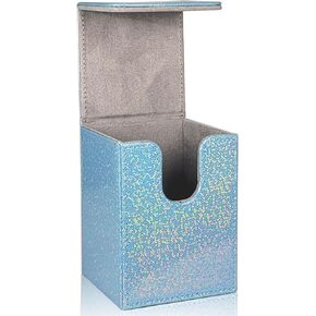 Dmoicols Sparkly Card Deck Box Holds 100+ Single Sleeved Cards ,Leather Card Storage Case,MTG Commander Deck Box with 2 Dividers fit TCG CCG Magic Cards Vertical (Sparkly Purple Piece)