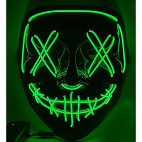 KaTiSeMo Halloween Mask LED Light up Mask,Halloween Purge Mask with 4 Lighting Modes,Scary Scream Mask for Festival Cosplay in Kuwait