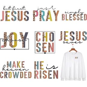 Letters Heat Transfers for T-shirts Ready to Press Christian Applique for Clothing Appliques for Clothes iron on transfers (QP-001)