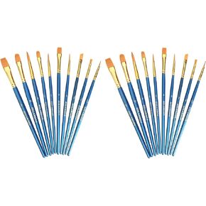 كولامون مجموعة فرش طلاء من النايلون مكونة من 10 قطع، فرش طلاء اكريليك بطرف دائري مدبب لزيت الاكريليك والوجه والصخور والوجه والاظافر والطلاء المصغر بتفاصيل دقيقة in Kuwait