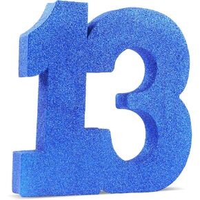 13th Birthday Decorations for Boys,13th Anniversary Decorations,Blue Gold Glitter 13th Birthday Party Centerpieces for Table Decorations,Number 13 Table Topper Decor