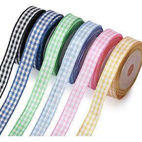 SOFIRE Gingham Ribbon for Gift Wrapping, Plaid Buffalo Ribbon 3/8 Inch Wide 6 Rolls 30 Yards Checkered Ribbon for Crafts in Kuwait