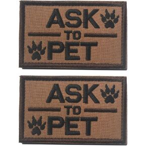 عبوة من قطعتين من شارة Homiego Ask to Pet المطرزة للمعنويات التكتيكية لسرج وسترة الكلاب