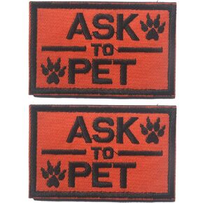 2 Pack Homiego Ask to Pet Embroidered Tactical Morale Patch Badge for Dog Harness & Vest