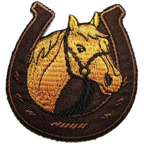 Graphic Dust Horse Equestrian Horseshoe Embroidered Iron on Patch in Kuwait