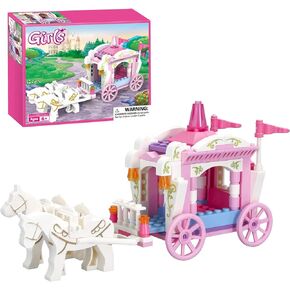 BRICK STORY Girls Princess Carriage Building Sets Pink Royal Carriage Ride for Princess Building Blocks Creative Fairy Buildable Toys for Kids Age 6-12 and up, 115 Pieces