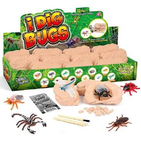 TRADE Big Bug Fossil Dig Kit - STEM Science & Educational Toys -Dig Up 12 Real Bugs Fly Ant Scorpion Lady Beetle Locust Cockroach Bumble Bee Cicada Dragonfly Cricket Praying Mantis Multicolored