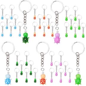 JHSHYGAH 40 مجموعة من سلسلة مفاتيح السلحفاة الصغيرة في 5 ألوان نابضة بالحياة من الراتنج والمواد المعدنية سلسلة مفاتيح سلحفاة صغيرة مثالية لحقيبة الظهر وحقائب الهدايا المفضلة لحفلات العطلات (3.2 × 0.6 بوصة) in Kuwait