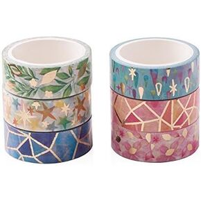 6 Rolls Gold Foil Washi Tape - 15mm Wide Japanese Masking Tape for Scrapbook, Bullet Journal, Planner, Arts & Crafts by Dalus in Saudi Arabia