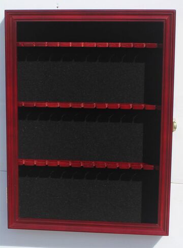 36 Souvenir Tea Spoon Display Case Rack Wall Mountable Cabinet Solid Wood Frame with Glass Door Lockable Cherry Finish in Kuwait